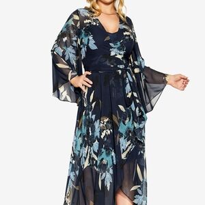 City Chic Floral Maxi Dress - Navy and Blue